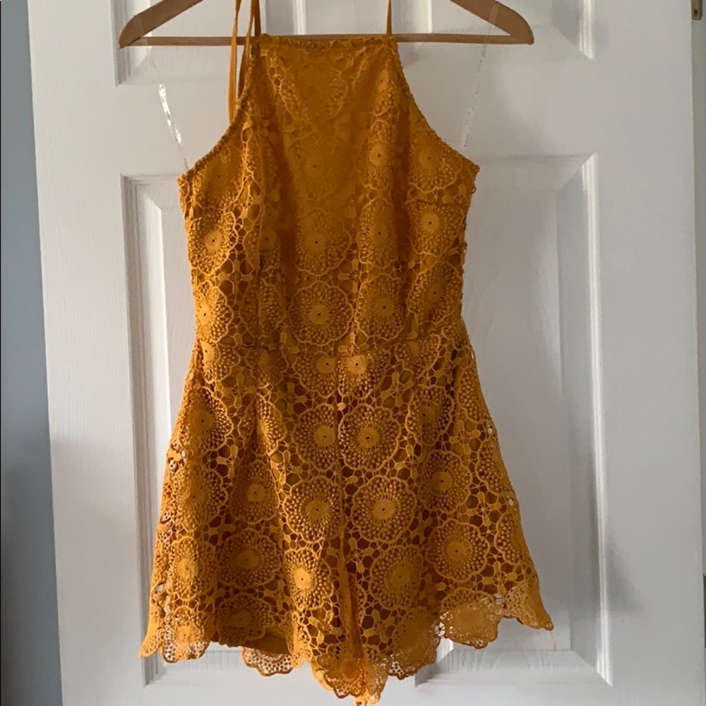 Lace halter romper